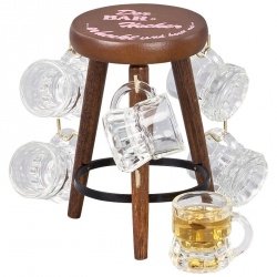 Schnaps-Barhocker mit 6 Schnapsgläser