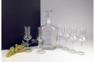 Schnapskaraffe mit 6 Grappagläsern