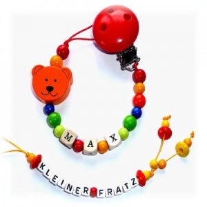 Schnullerkette Bärchen 2teilig Rot