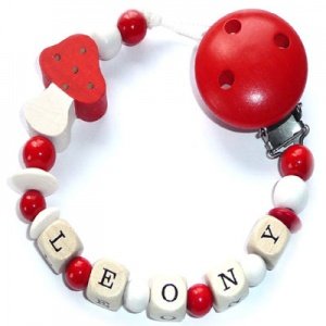 Schnullerkette Glückspilz Rot