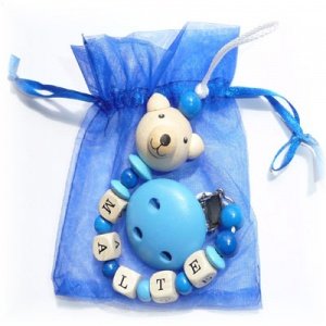 Schnullerkette Teddy Blau