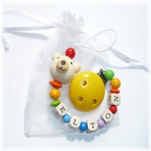 Schnullerkette Teddy Gelb