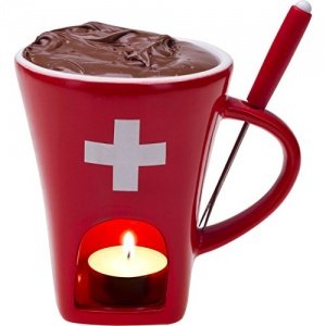 Schokoladenfondue-Tasse rot mit CH-Kreuz