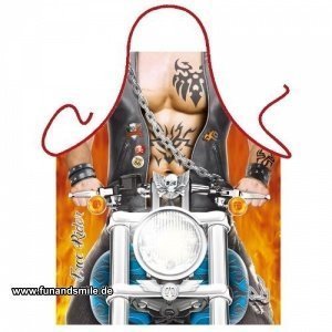 Schürze als sexy Biker mit Tattoos