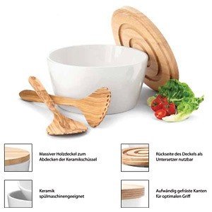 Schüssel aus Keramik mit Holzdeckel, 27 