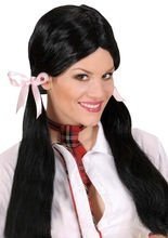 Schulmädchen Perücke, schwarz