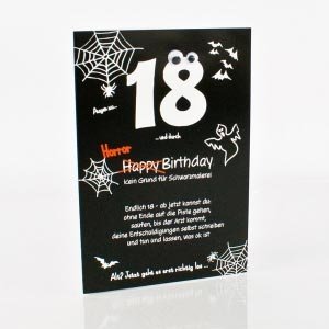 Schwarze Grußkarte zum 18.Geburtstag *Ho