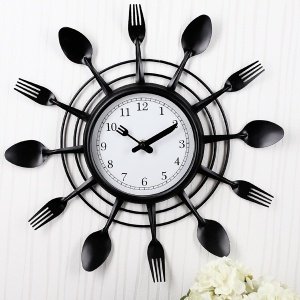 Schwarze Küchenuhr *Besteck*