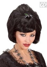 Schwarze Witwe Perücke mit Spinne schwar