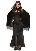 Schwarzes Samtcape mit Haube