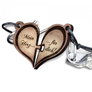 schenkYOU HERZ Echtholz Schlüsselanhänge