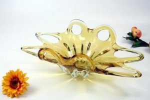 schwere Jardiniere gelb 45cm