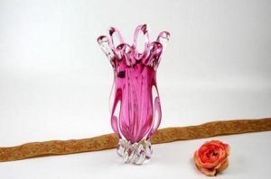 schwere Vase rosa 33cm