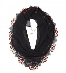 SEIDENTUCH MIT SPITZE NURYE BLACK