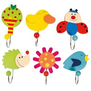 Sechs Bino Kleiderhaken Natur und Tiere