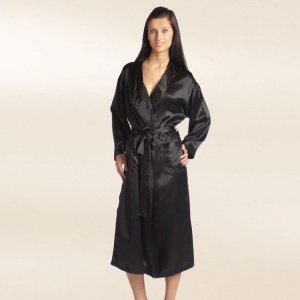 Seiden-Morgenmantel Maspalomas schwarz.