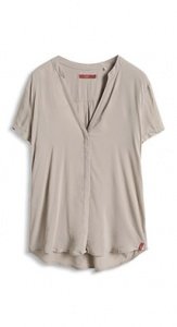 Seidige V-Ausschnitt Kurzarmbluse
