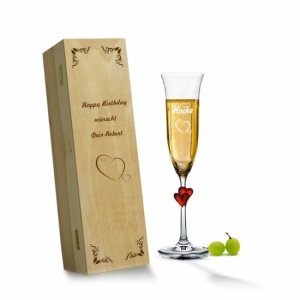 Sektglas *Amor* in Holzkiste