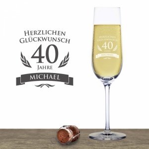 Sektglas zum 40. Geburtstag