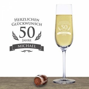 Sektglas zum 50. Geburtstag