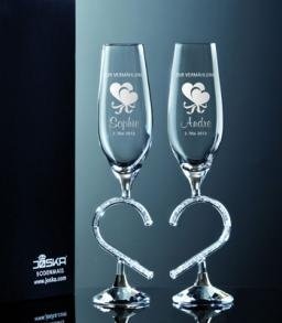 Sektkelche mit Herzstiel im 2er Set