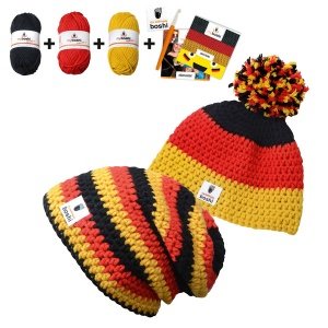 Selberhäkel-Mütze *Schwarz-rot