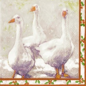Servietten "Christmas Geese"