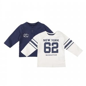 Set 2 T-Shirts langarm weiß