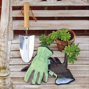 Set Gartenhandschuhe und Blumenkelle