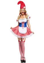 Sexy Gartenzwerg Damenkostüm rot-blau