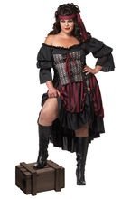 Sexy Piratin XXL Damenkostüm schwarz-bor
