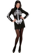 Sexy Skelett Halloween-Damenkostüm schwa