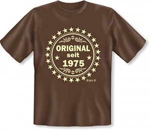 seit 1975 Original T-Shirt Geschenk zum 40 Geburtstag mit URKUNDE Gr. M in braun : )