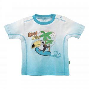 Shirt kurzarm weiss türkis