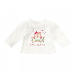 Shirt langarm bestickt weiß