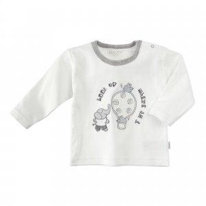 Shirt langarm weiss/grau