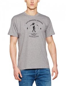 Shirtzshop Herren zum Wandern Geboren Zur Arbeit Gezwungen T-Shirt, Grau, XL