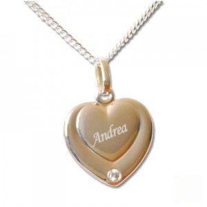 Silberkette Herz mit Stein