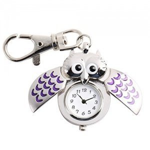 Schlüsselring Uhr Eule