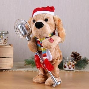 Singender RocknRoll Hund zu Weihnachten aus Plüsch