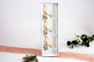 Singvogel mit Federschwanz 3tlg. Champag