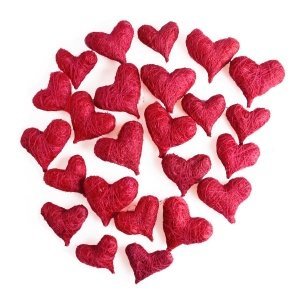 Sisalherzen, rot, 24 St.