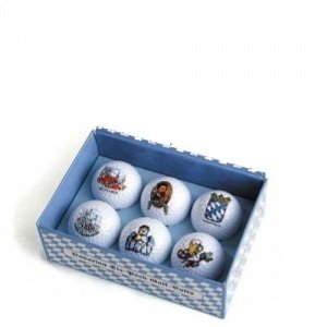 Sixpack Golfbälla Bavarian, Bayerisches Golfballdesign in blau/weißer Golfballbox