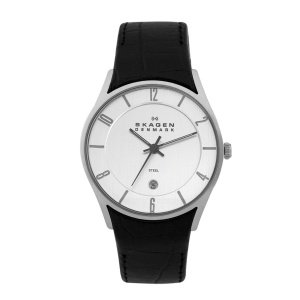 Skagen Herrenuhr LEATHER SLIMLINE 474XLS