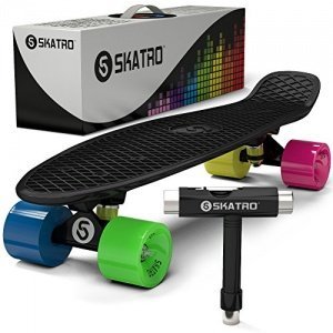 Skatro - Mini-Cruiser-Skateboard. 22 Zoll Kunststoff-Board im Retro-Stil, komplett mit