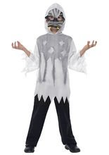 Skelett Halloween-Kinder-Kostüm-Set weis