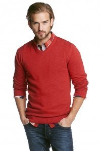 Slub Baumwoll V-Pulli