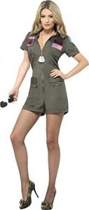 Smiffys, Sexy Damen Top Gun Aviator Kostüm, Playsuit und Sonnenbrille, Top Gun, Größe: S, 27084
