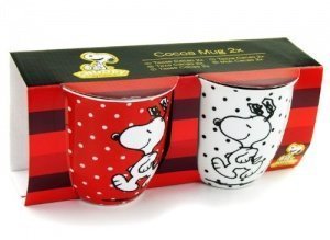 SNOOPY The Peanuts Comic Tasse Rot Weiß mit Punkte CACAO MUG 2er SET