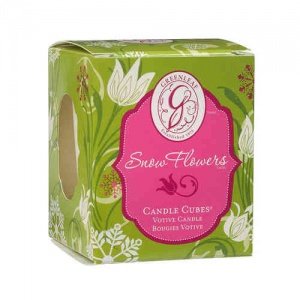 -Snow Flowers- Candle Cube Votive, Green